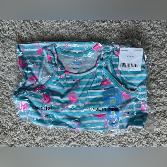 Kids Size 5 Flamingo Striped Tank Top NWT - Picture 5 of 7